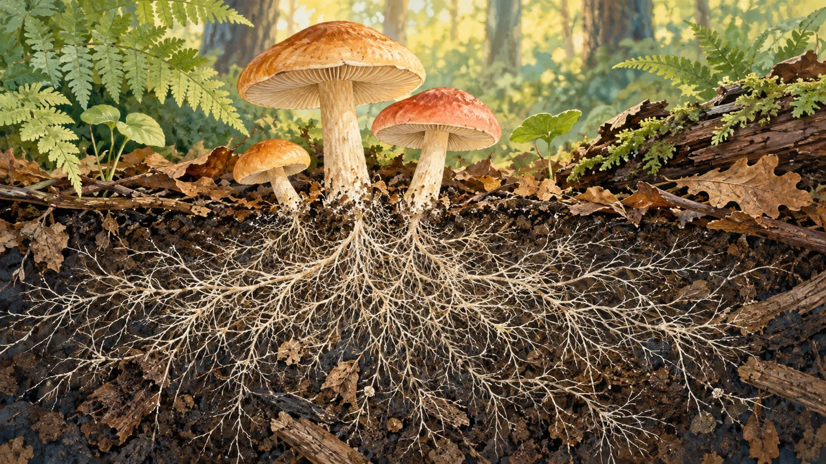 キノコは植物じゃないの？ 土の下の体をのぞこう：内容をイメージした挿絵